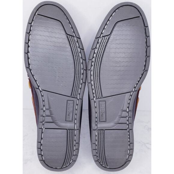 L.L. BEAN Brown Peebled Leather Boat Shoes Men's Size 8.5 D in EUC - Picture 10 of 16